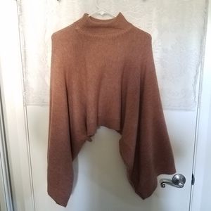 Knitted cropped burnt orange bat sleeve sweater